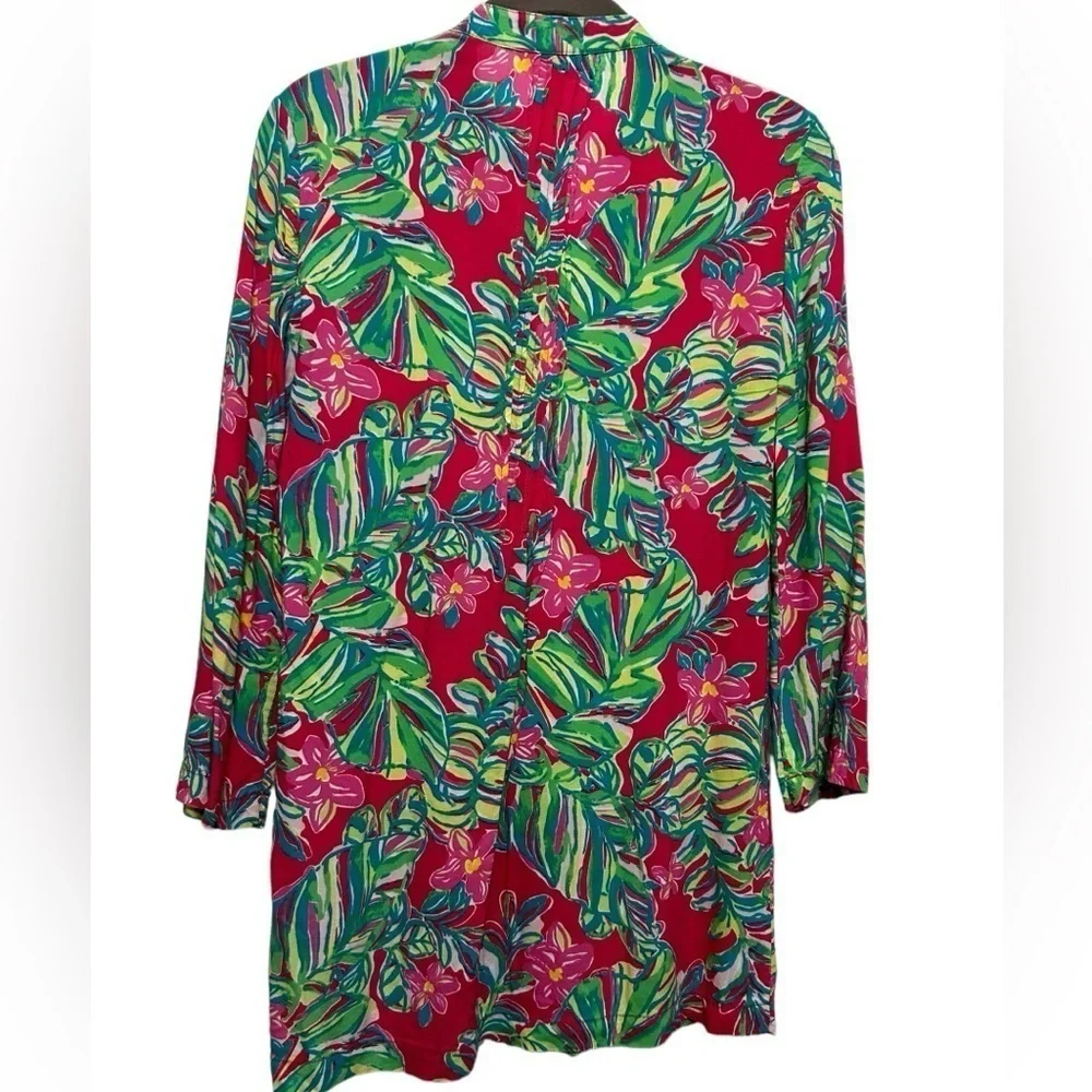 Lilly Pulitzer Sarasota Tunic Blouse Jungle Tumble Pomegranate print
size XS - Picture 5 of 8